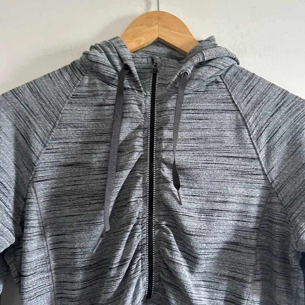 Athleta Gray Spacedye Heavenly Hail Activewear Half Zip Hoodie Sweater size M - Picture 5 of 9